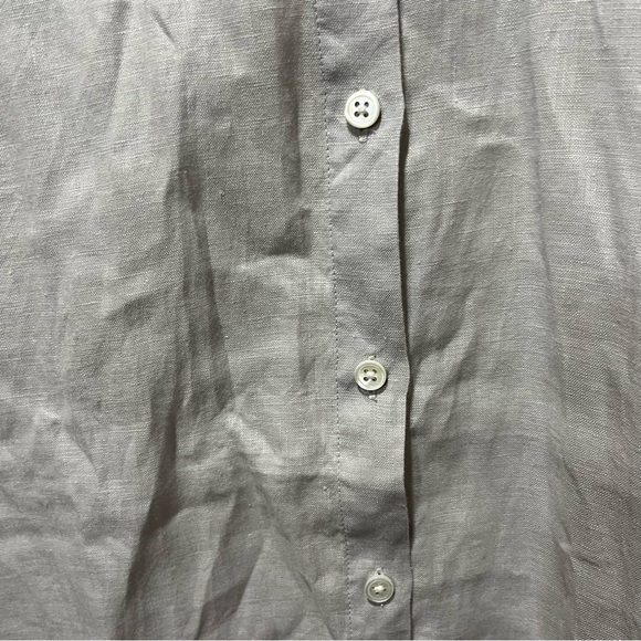 J. Jill Love Linen 100% Linen Light Gray Silver Button Down Shirt - Picture 5 of 10